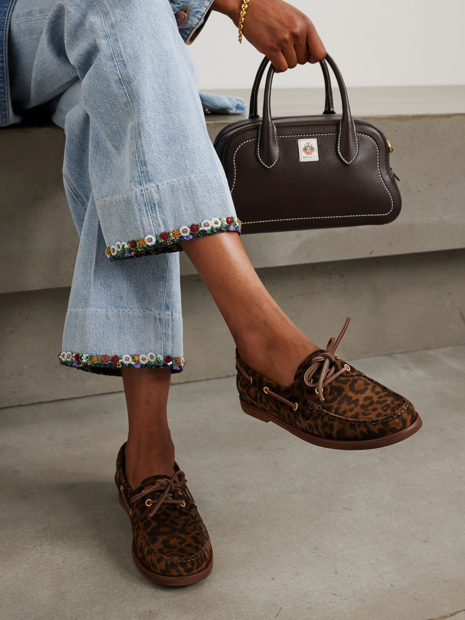 Vandée leopard-print suede boat shoes Leopard print - 2