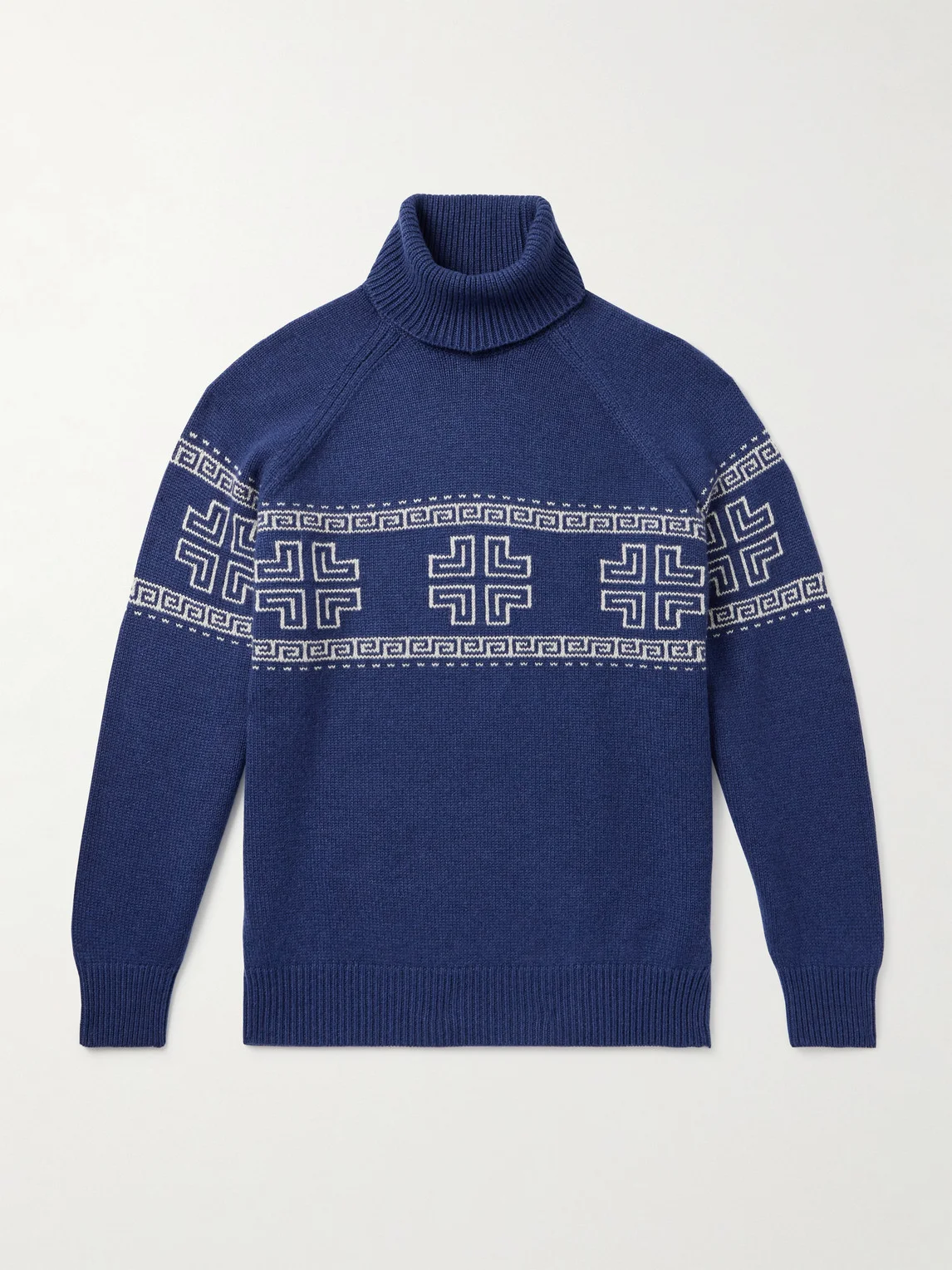 Intarsia-Knit Cashmere Rollneck Sweater - 1