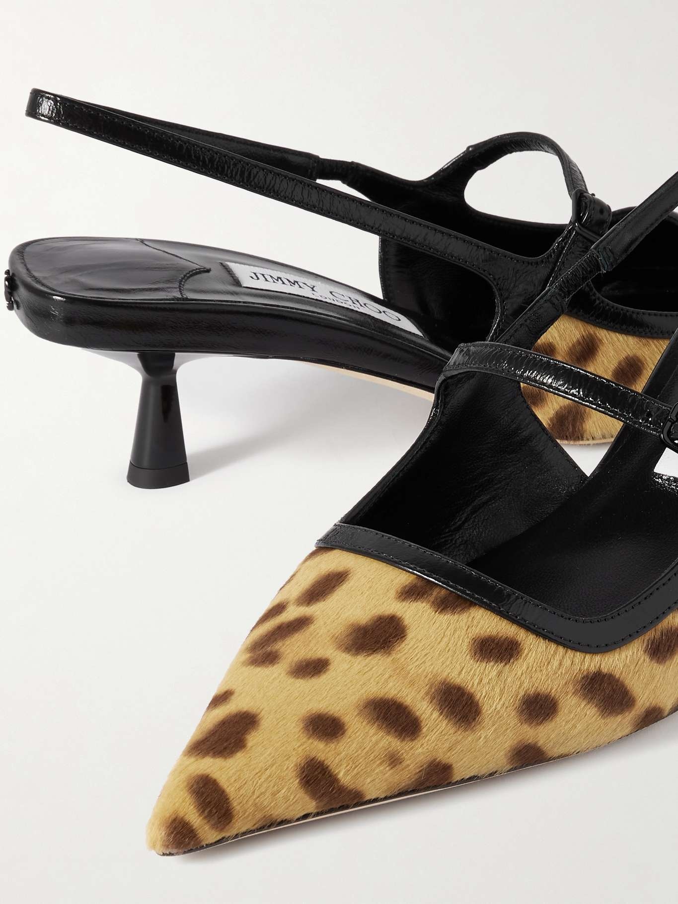 Didi 45 leather-trimmed leopard-print calf hair slingback pumps Leopard print - 4