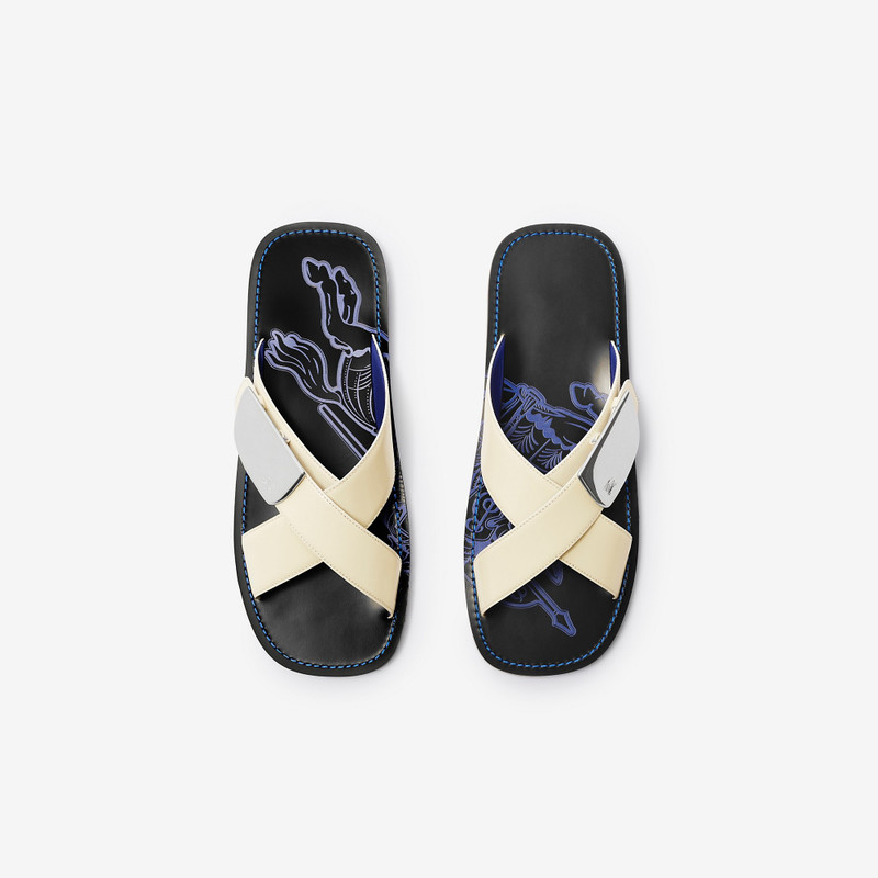 Leather Strip Shield Slides 5