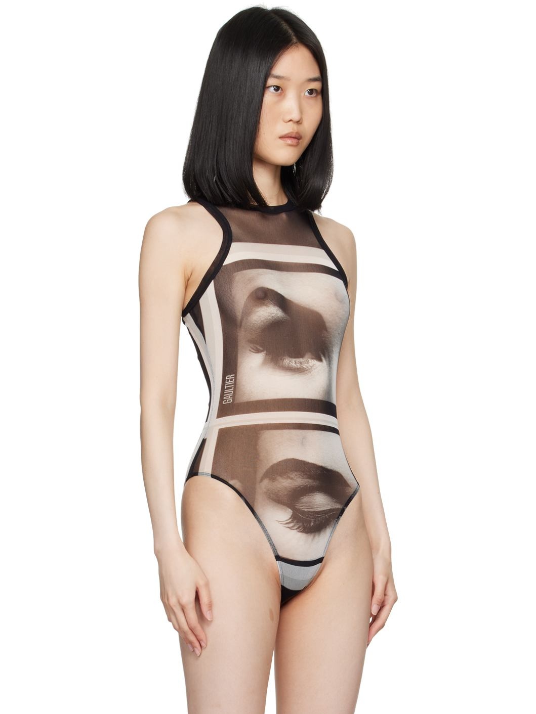 Black 'The Eyes And Lips' Bodysuit - 1