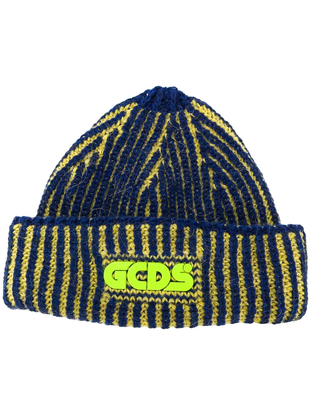 chunky knit logo patch beanie hat - 1