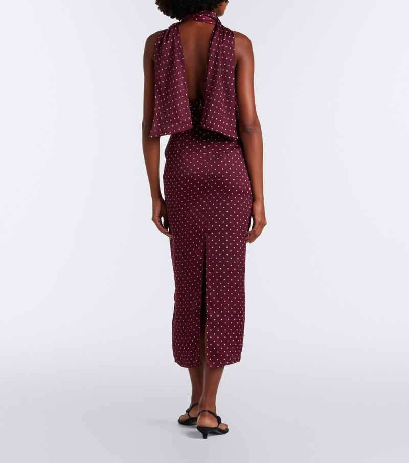 Polka-dot halterneck satin midi dress 5
