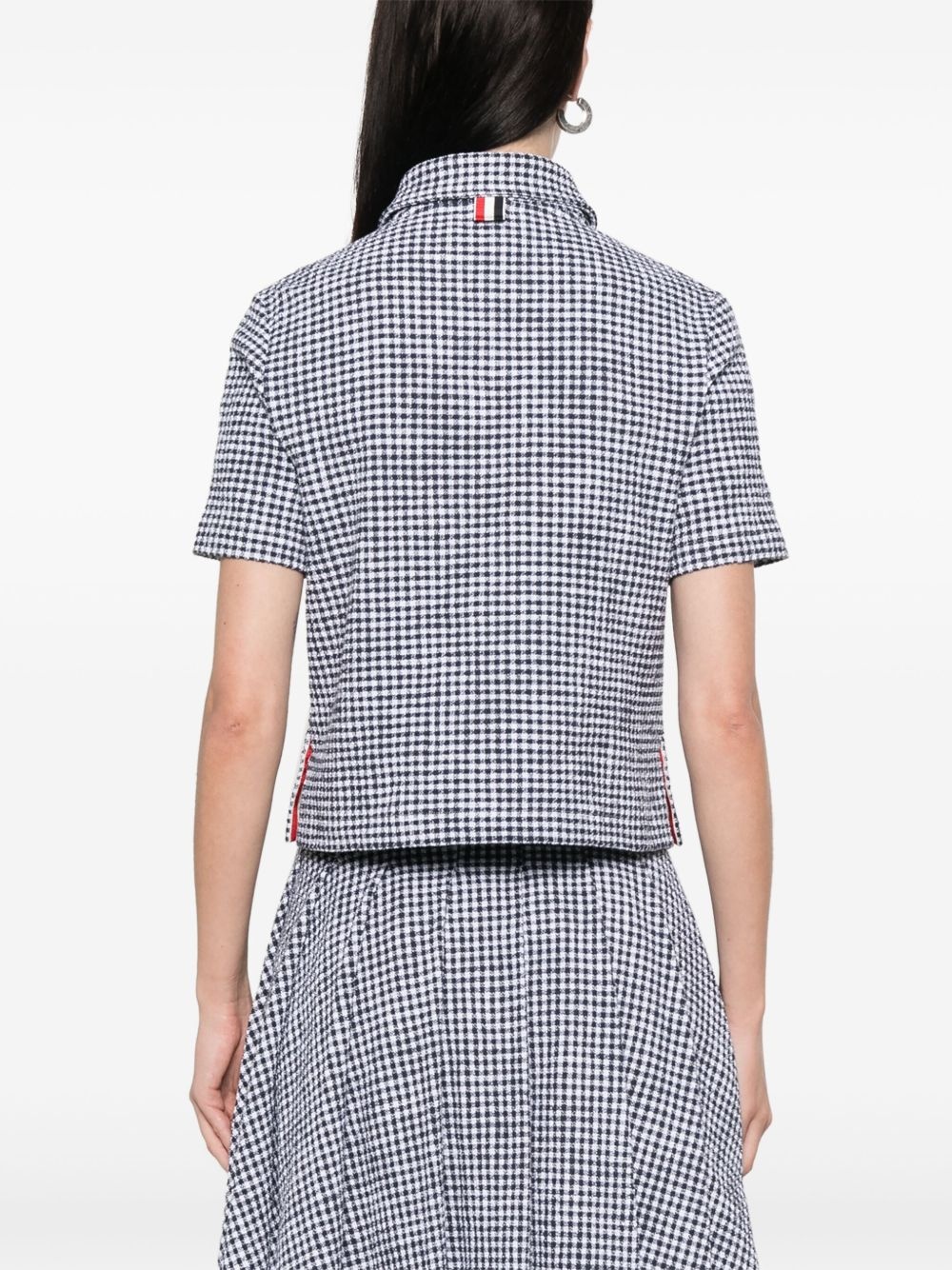 gingham tweed polo top - 4