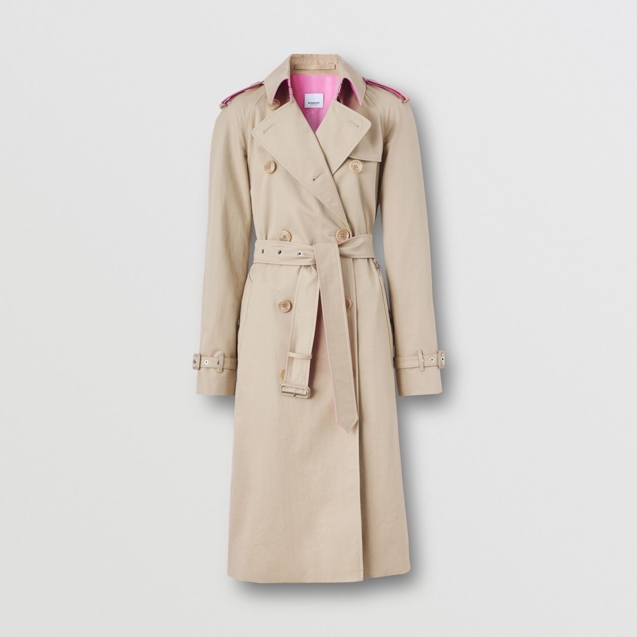 Contrast Trim Cotton Gabardine Trench Coat - 4