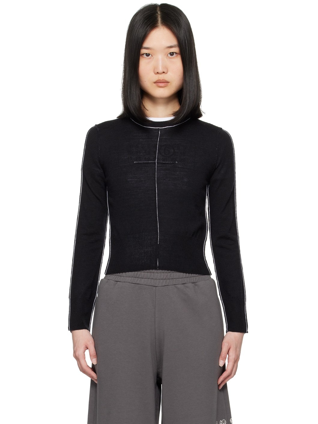 Black Inverted Seam Sweater - 1