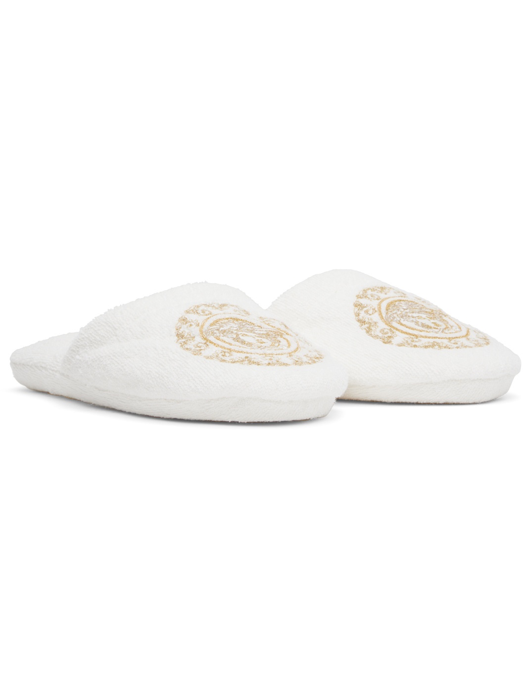 White & Gold Medusa Gala Slippers - 4