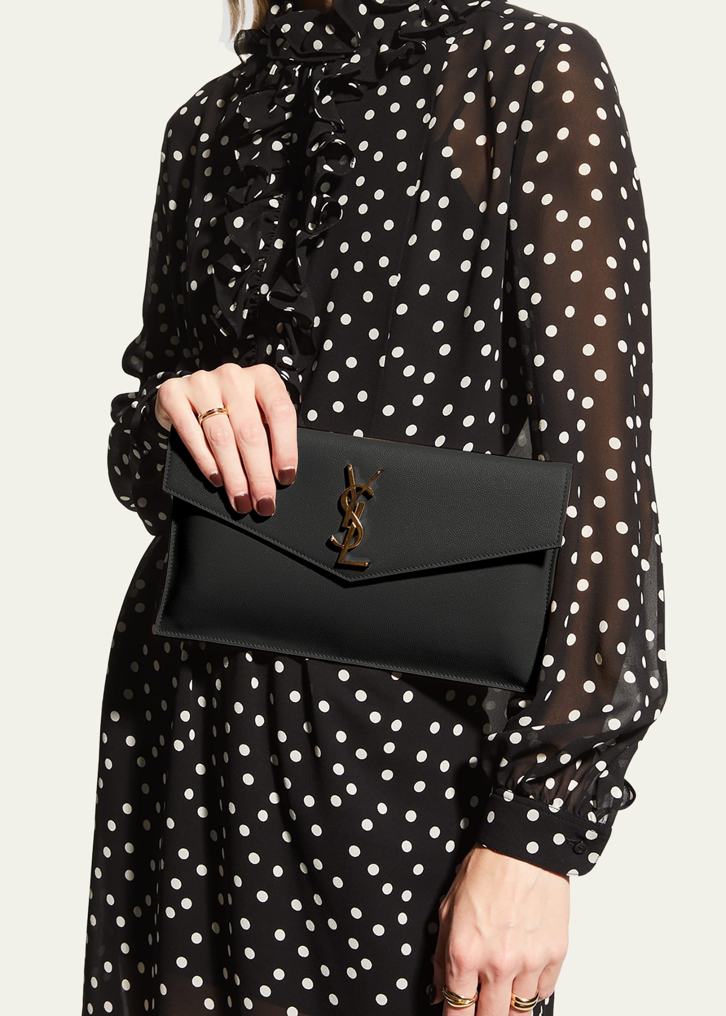 Uptown Medium YSL Monogram Grain de Poudre Pouch Bag - 2
