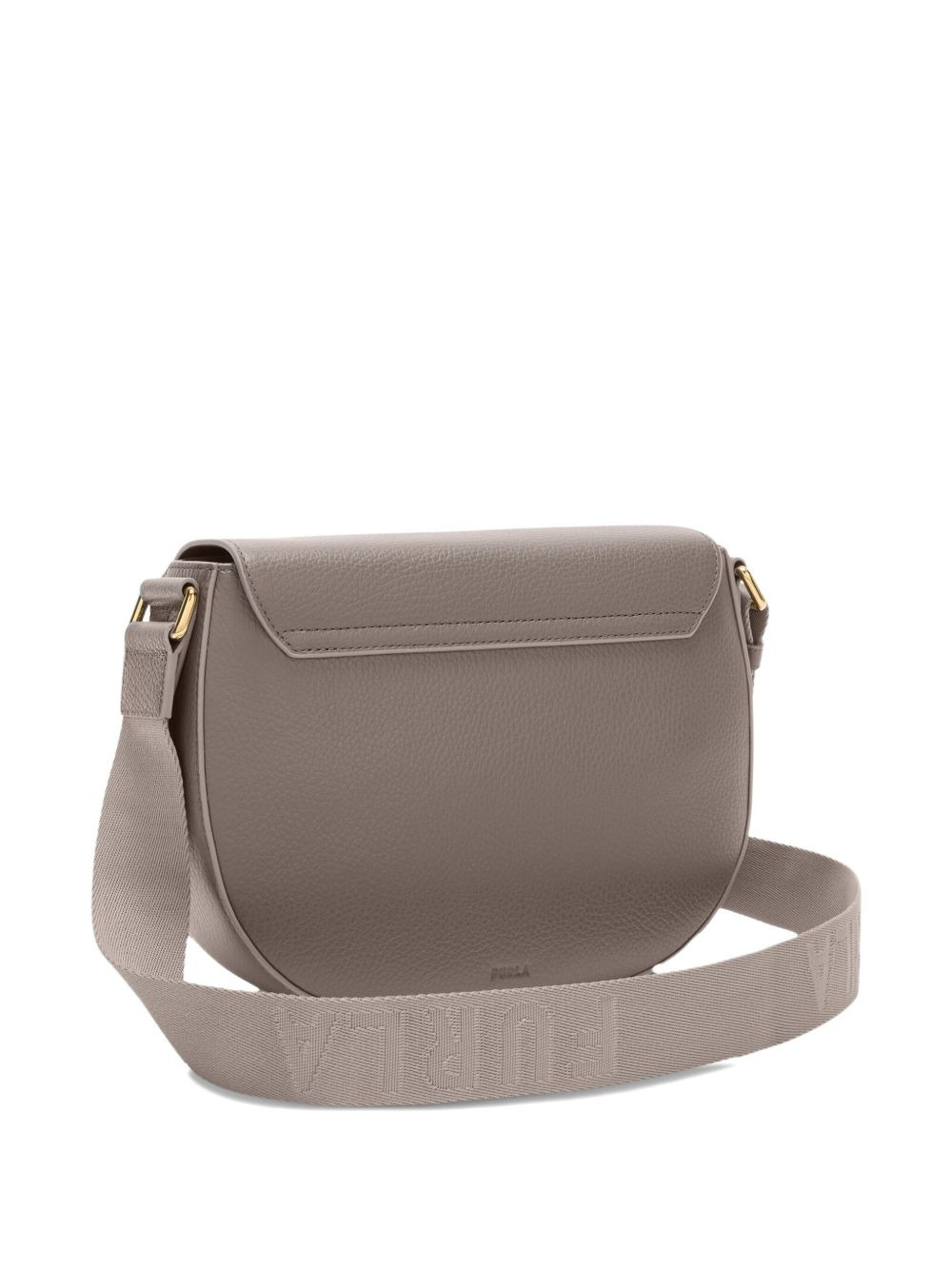 curved-flap leather shoulder bag - 3