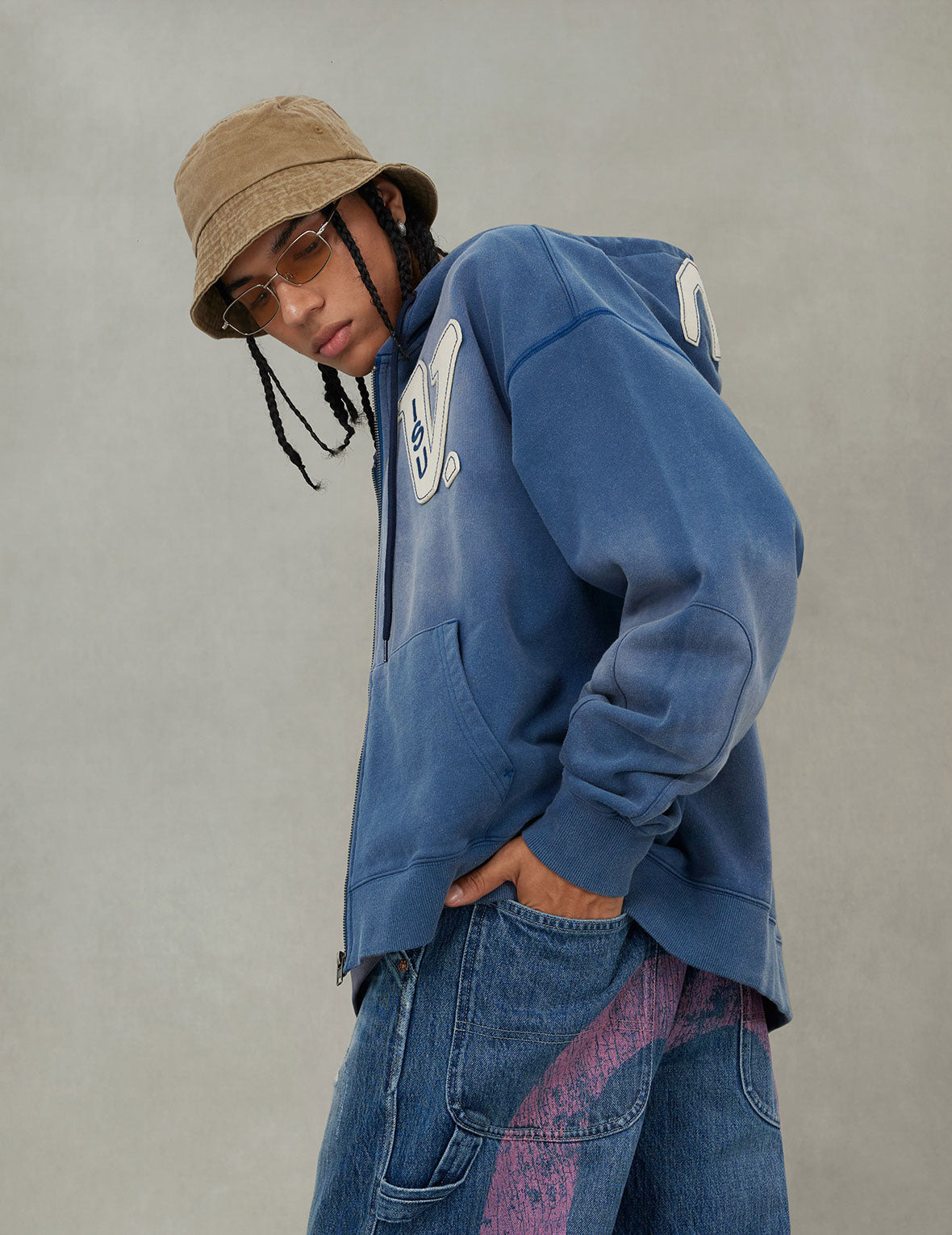 EV and Seagull Patches Embroidery Relax Fit Hoodie Jacket - 6