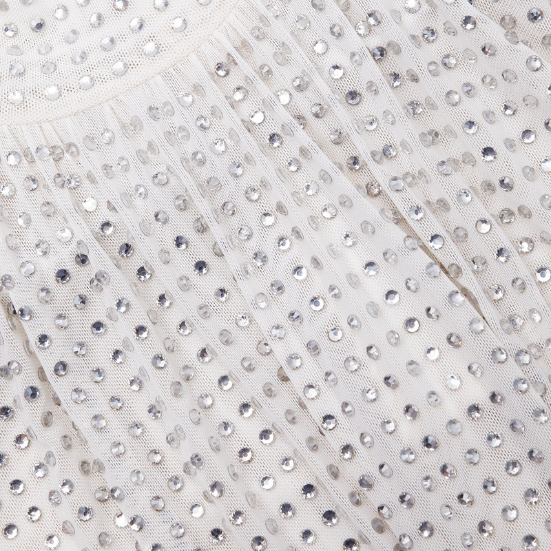 Cream Rhinestone Mesh Top 5
