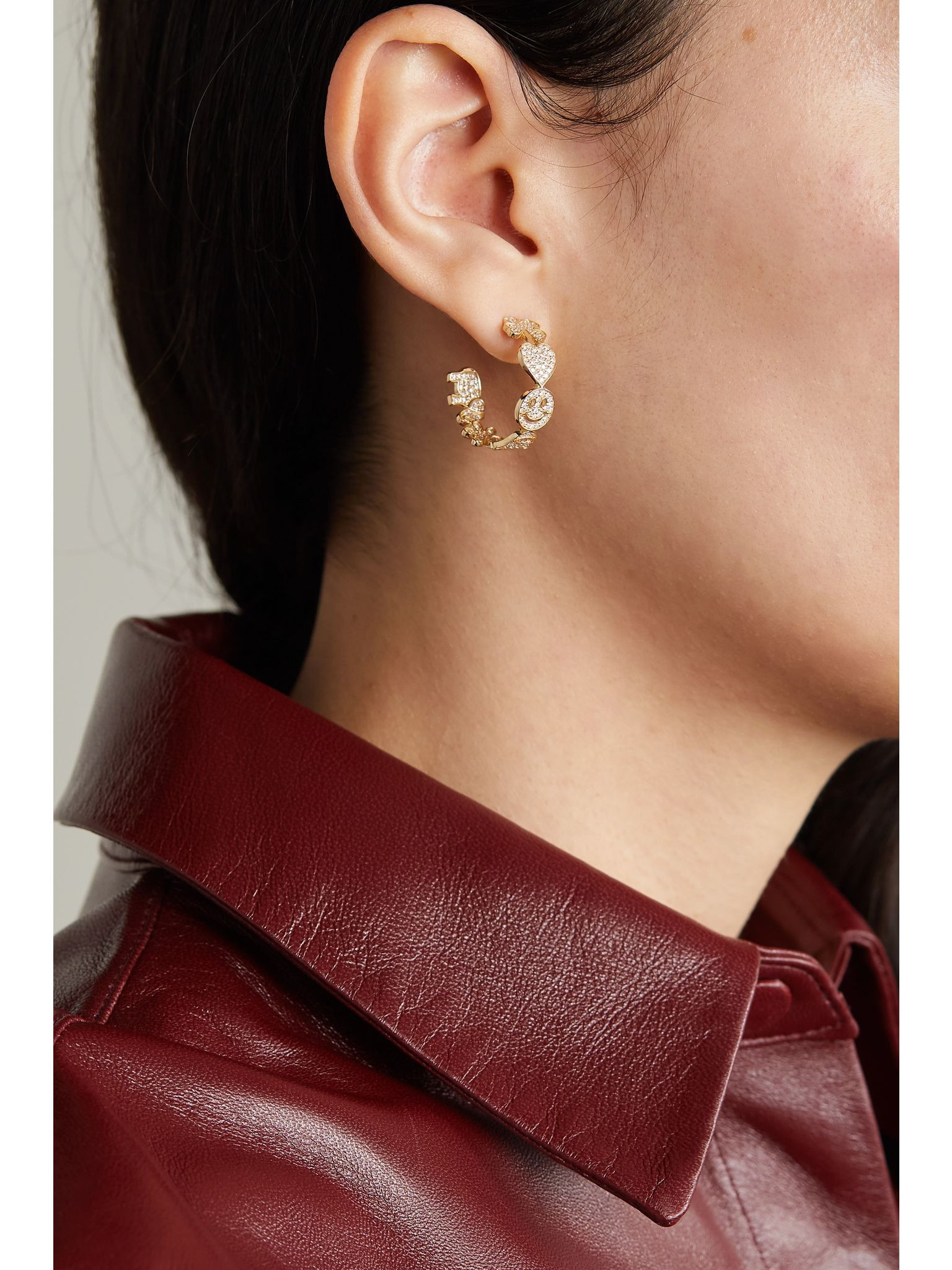 Medium Icon 14-karat gold diamond hoop earrings Gold - 2