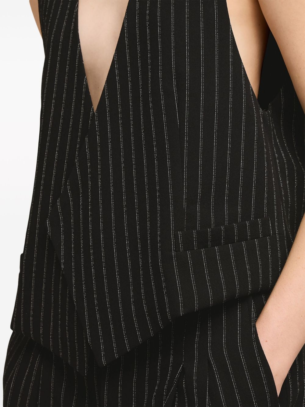 pinstriped crepe vest - 6