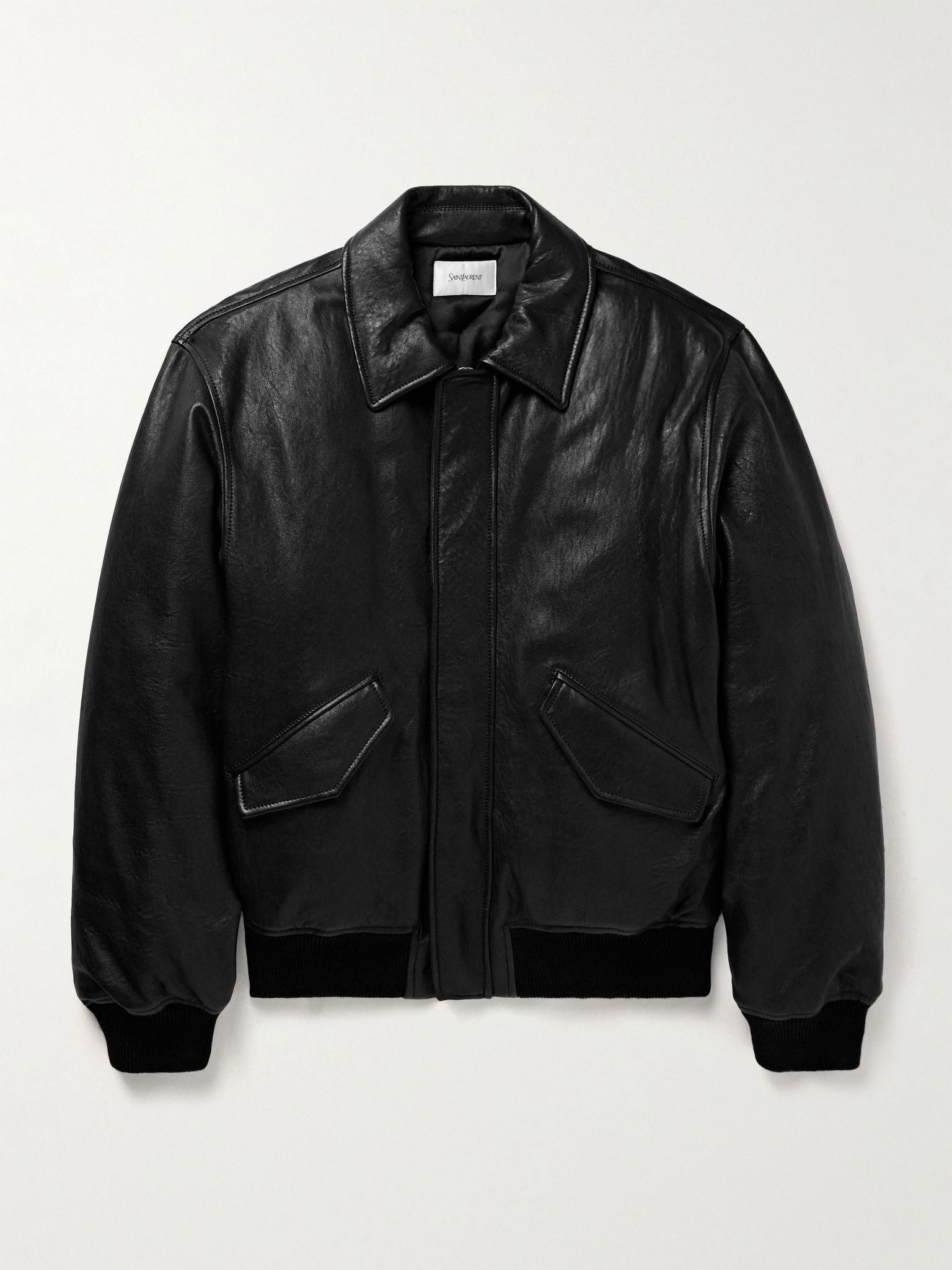 Leather Blouson Jacket Black - 1