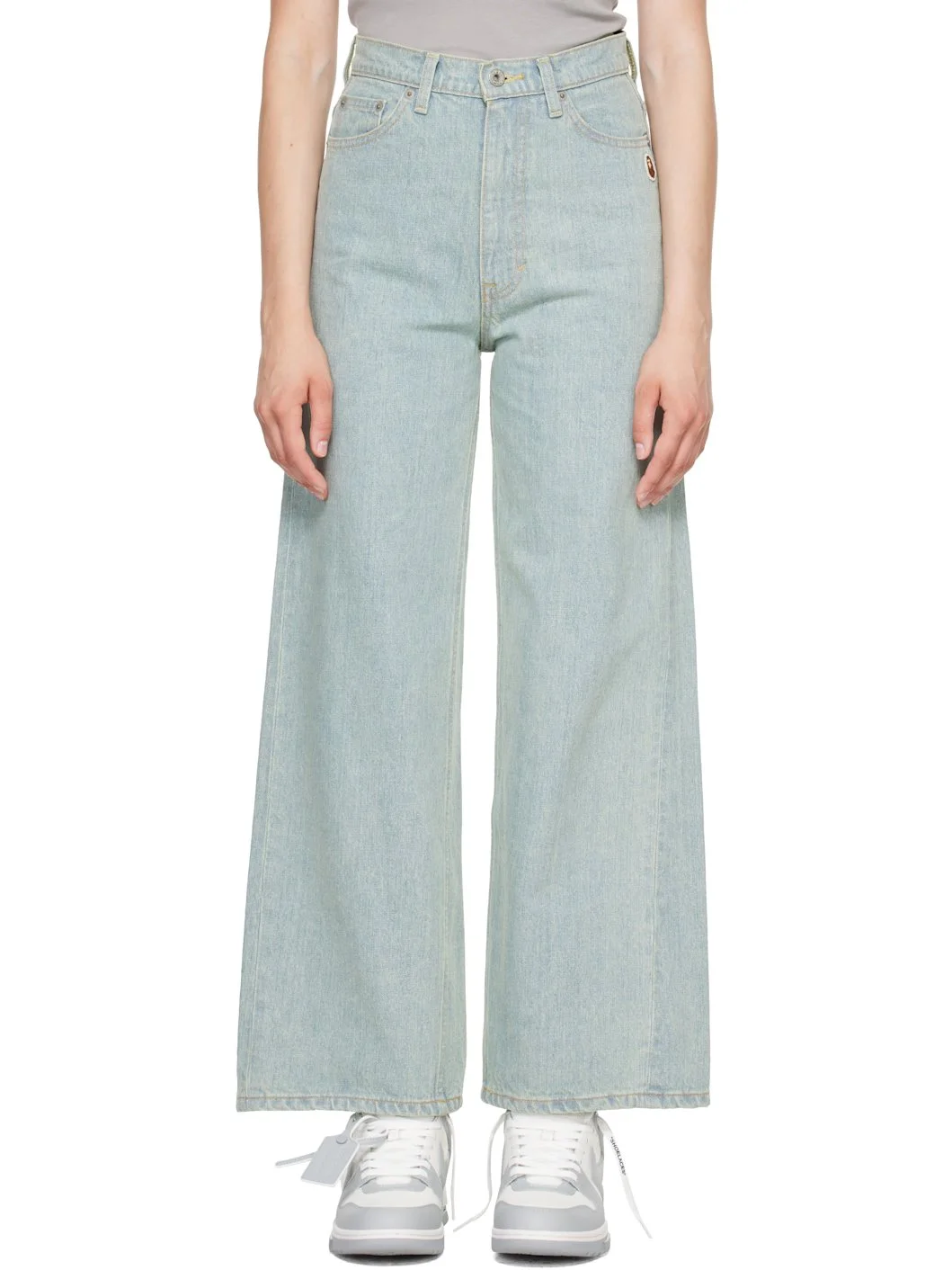 Blue Crystal Stone BAPE Sta Logo Baggy Jeans - 1