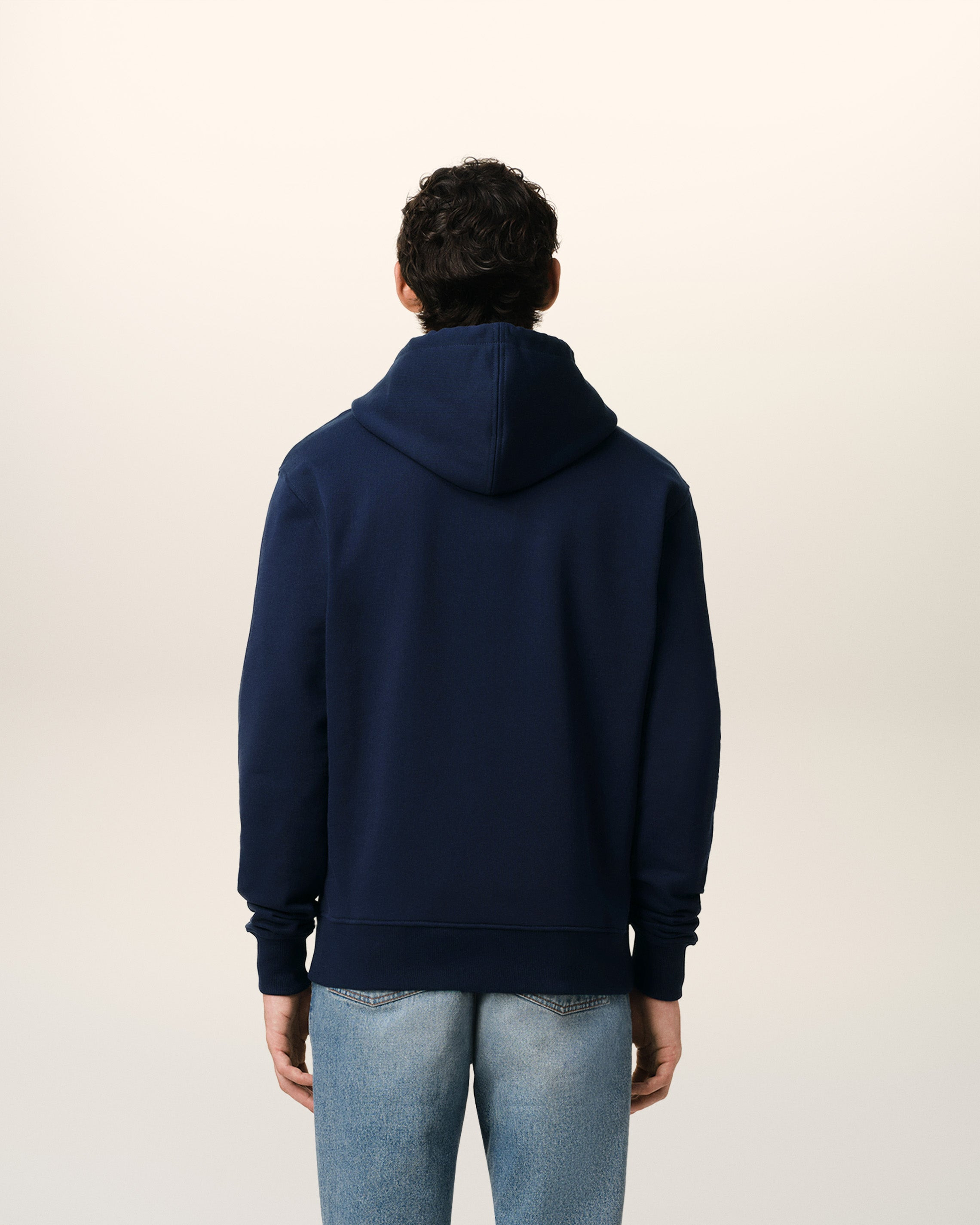 NAVY COTTON AMI DE COEUR ZIPPED HOODIE - 5
