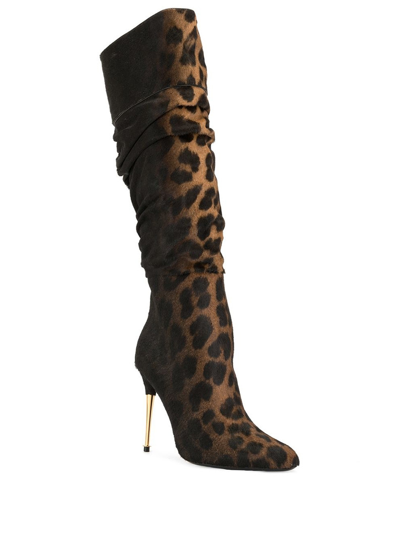 TOM FORD leopard print knee-length boots outlook