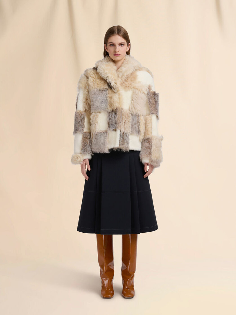 Marni CREAM MIXED SHEARLING JACKET outlook