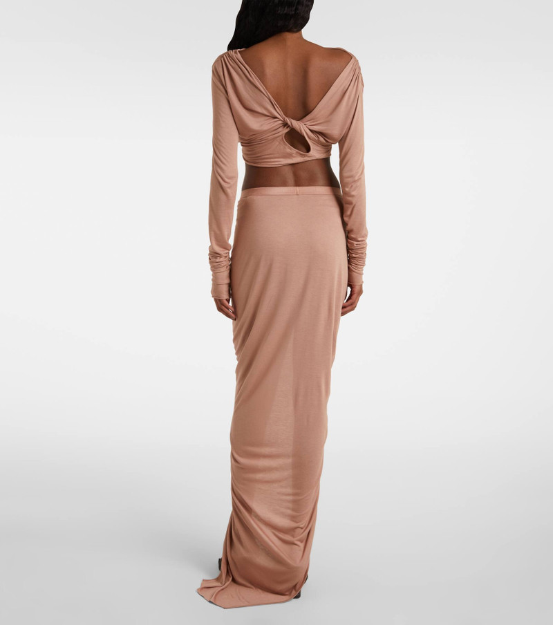 Asymmetric gathered jersey maxi skirt 3