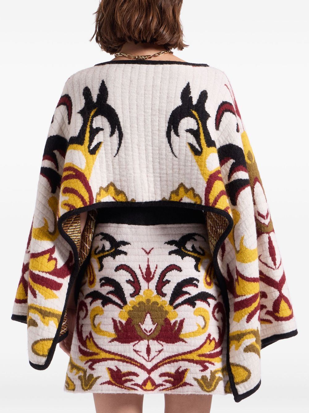 floral-patterned wide-sleeve stole - 3