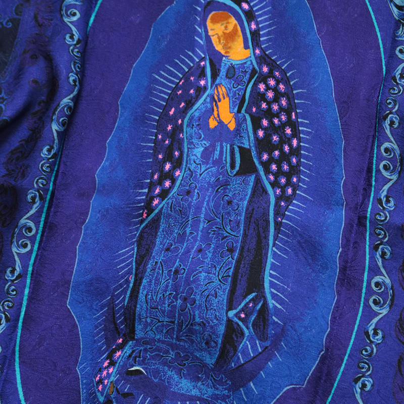 RAYON VIRGIN MARY KIMONO SHIRT - PURPLE 8