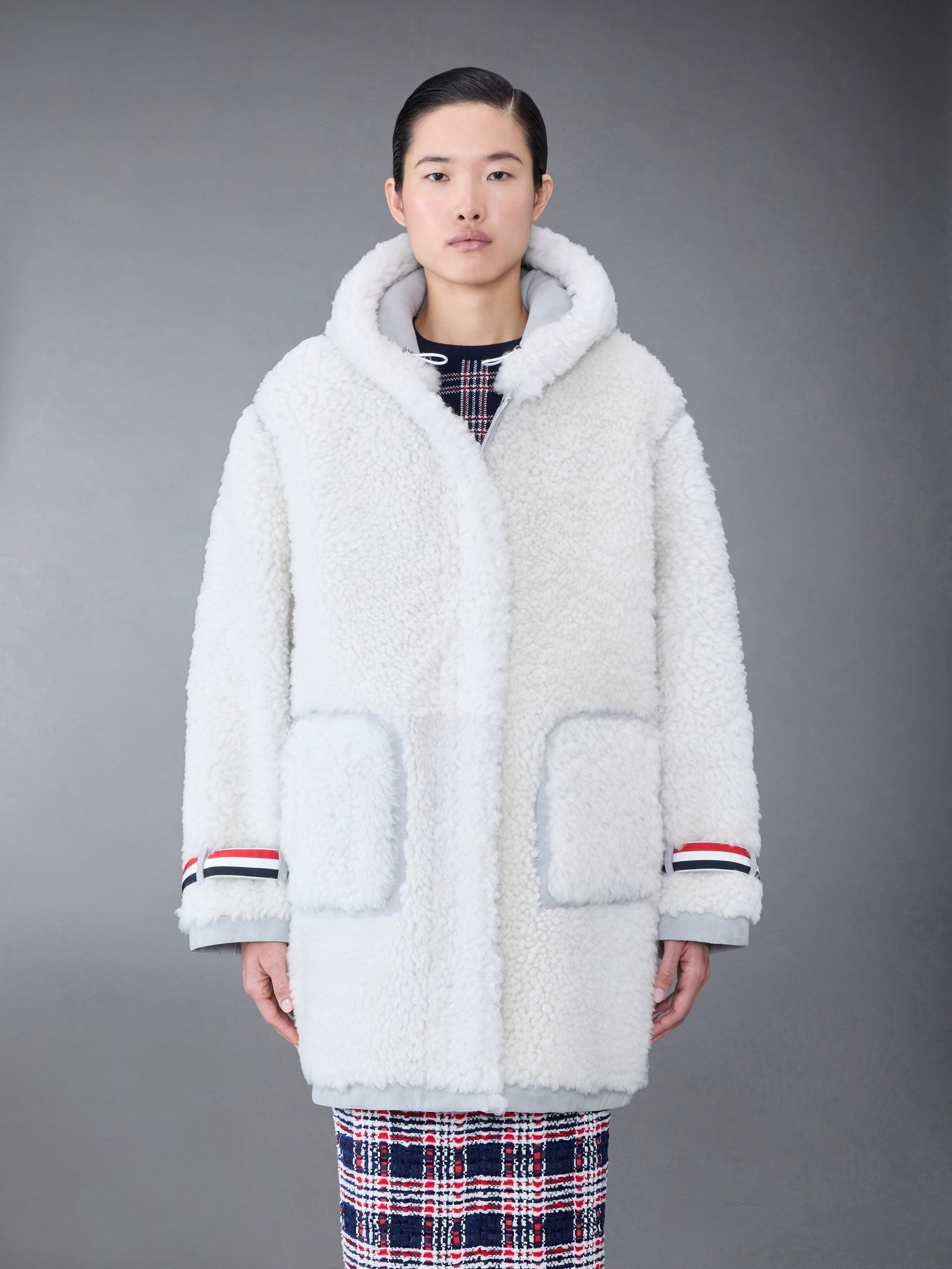 Shearling Oversized Hooded Coat - 1