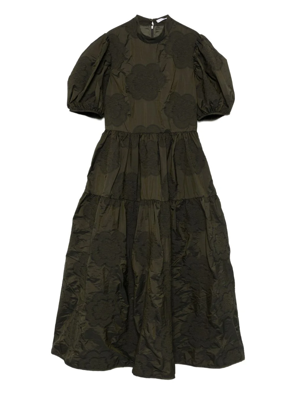 Kelly puff-sleeve tiered midi dress - 1