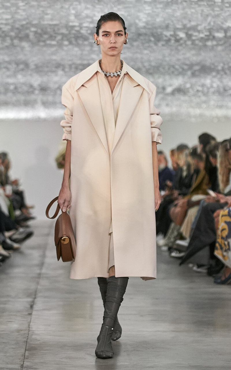 Jil Sander Scrunched Sleeve Wool Coat pink outlook