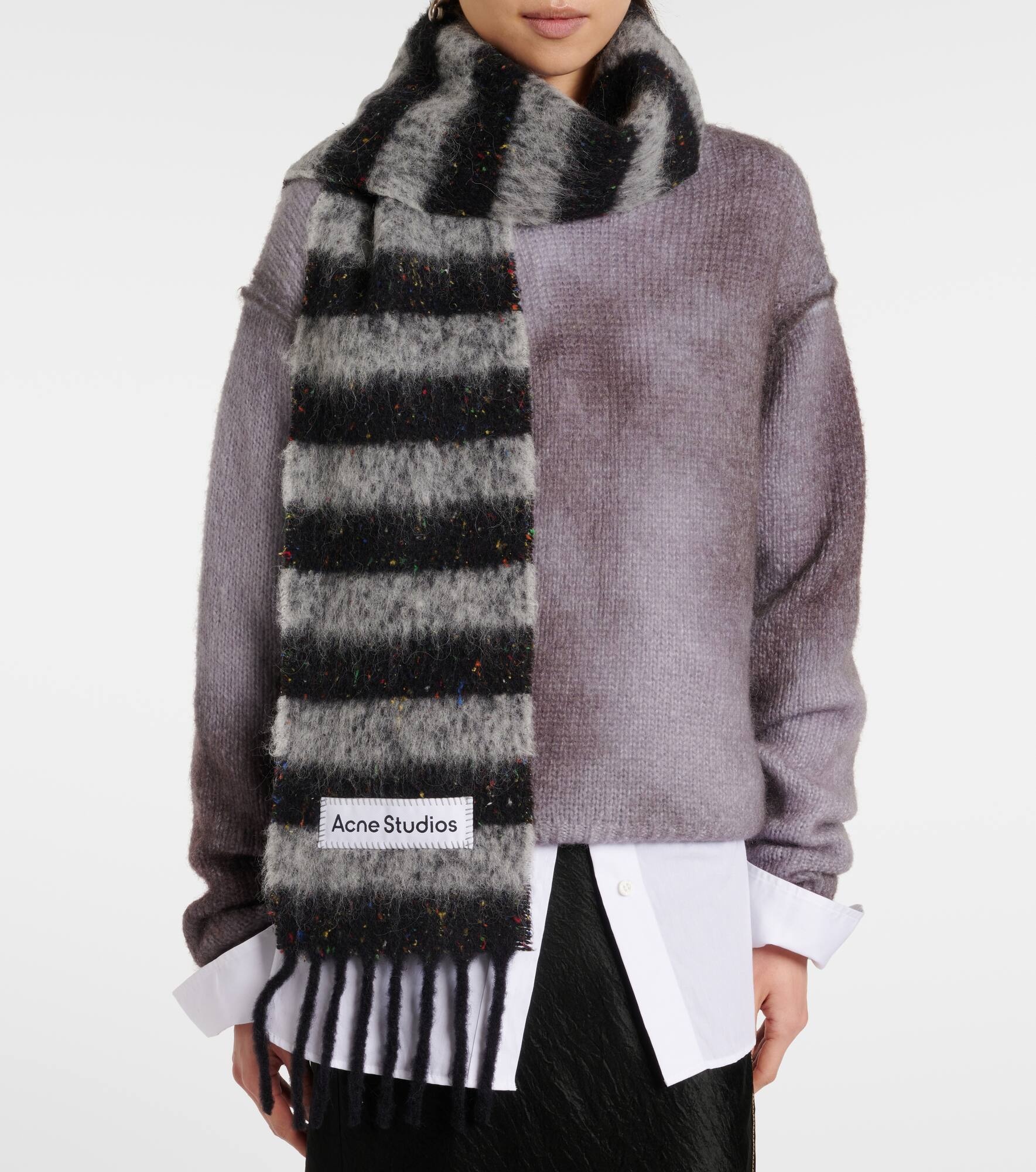 Striped alpaca, wool and silk-blend scarf - 2