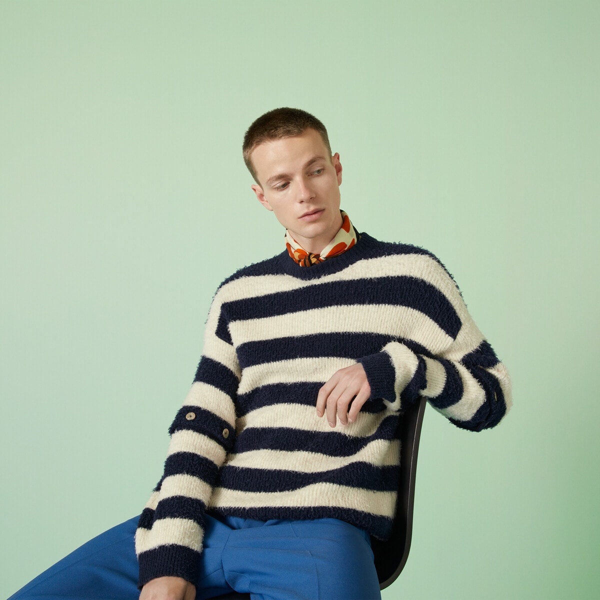 Striped knit cotton sweater - 6
