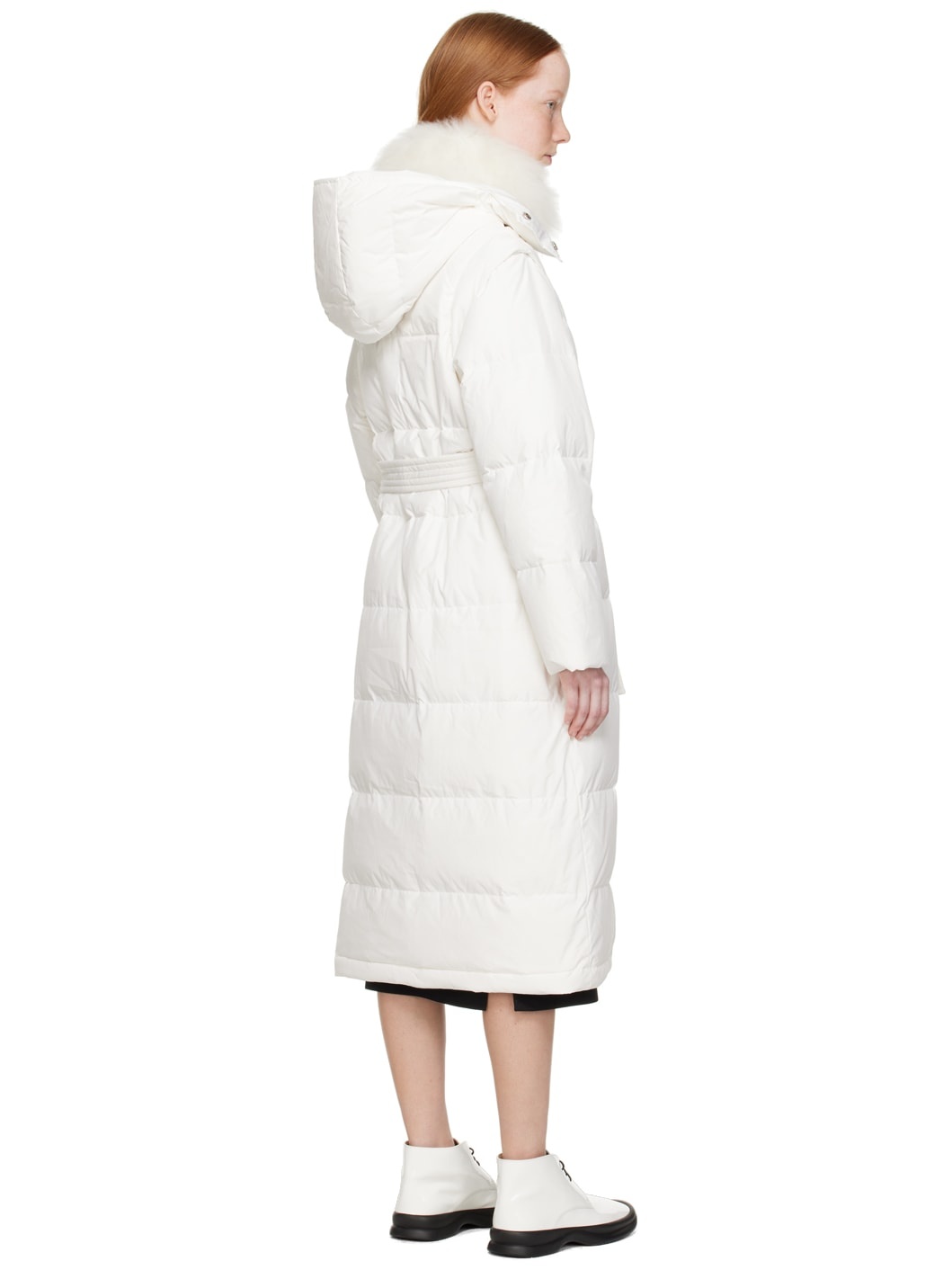 White Quilted Down Jacket - 3
