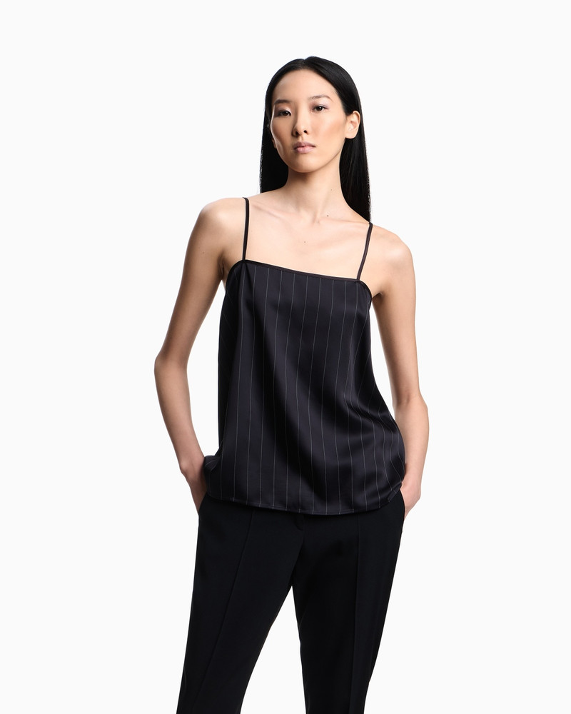 EMPORIO ARMANI DAWN TO DUSK PINSTRIPED ACETATE-BLEND TOP outlook