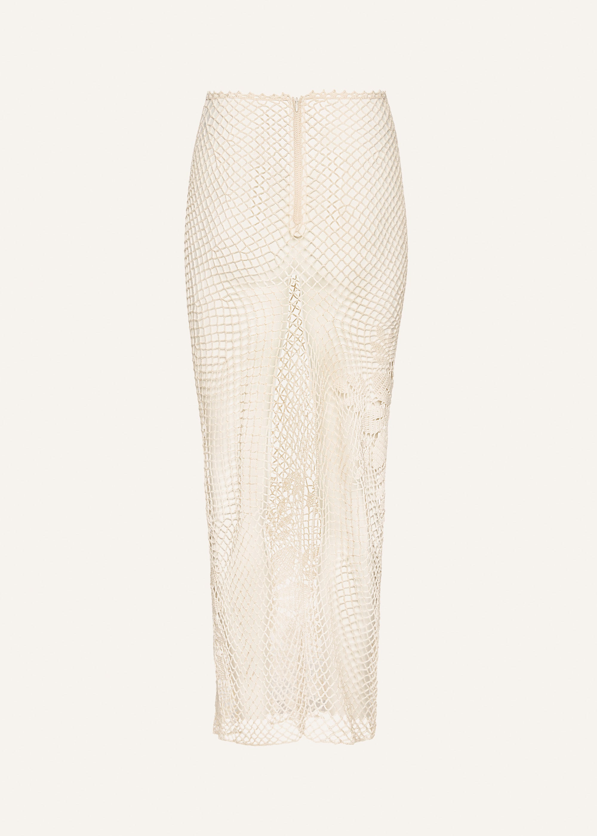 Lace crochet midi skirt in cream - 2