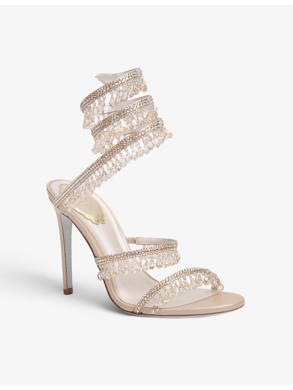 Chandelier bead-embellished leather heeled sandals - 3