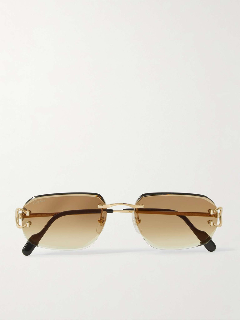 Cartier Signature C Rimless Rectangular-Frame Gold-Tone Sunglasses ...