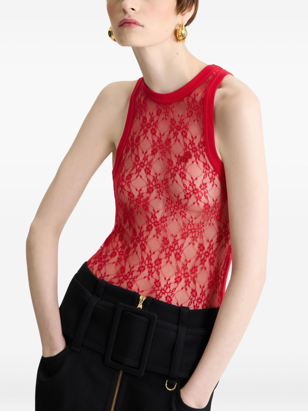 lace jersey tank top - 4