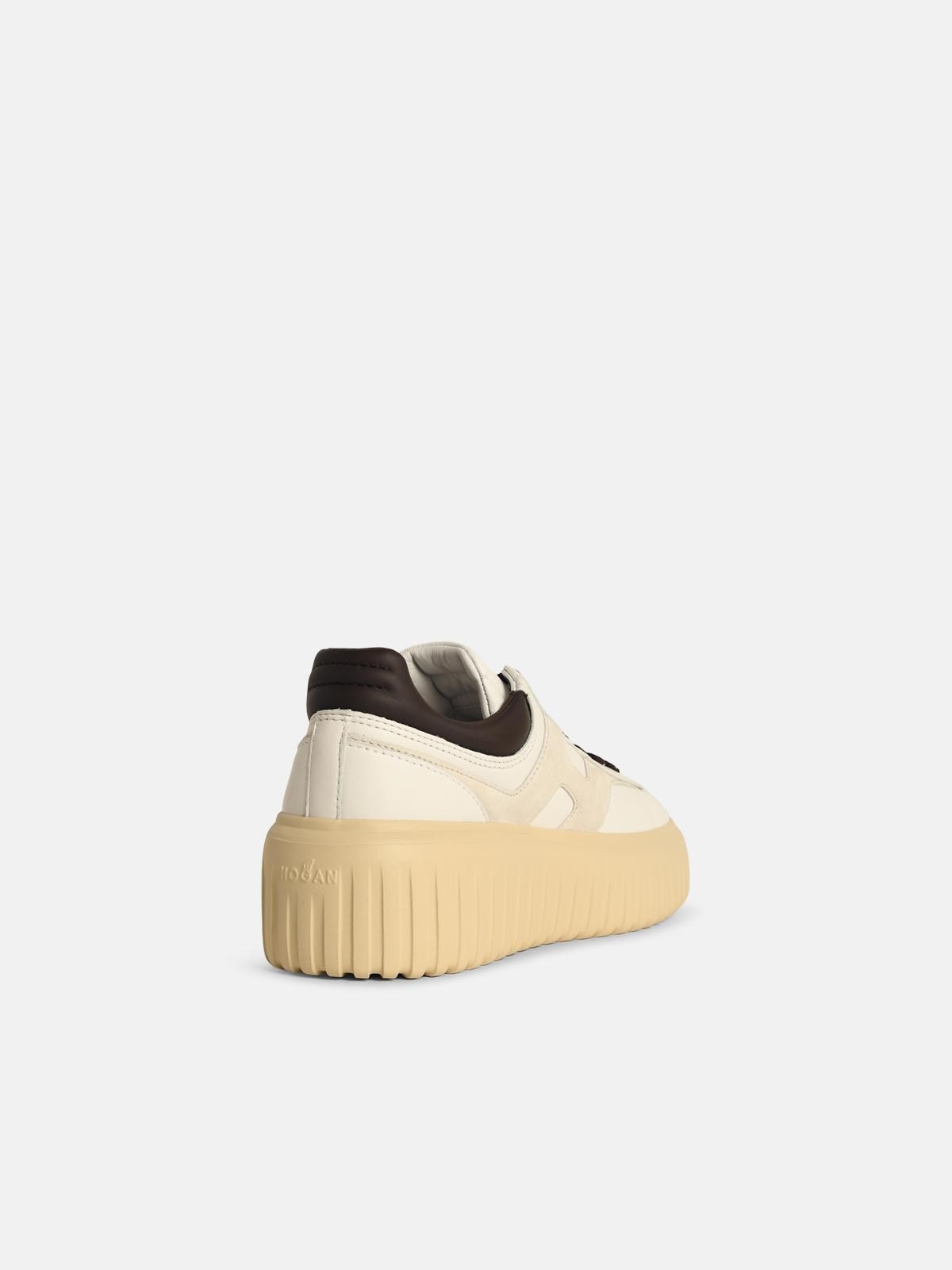 'H-STRIPES' WHITE LEATHER SNEAKERS - 3