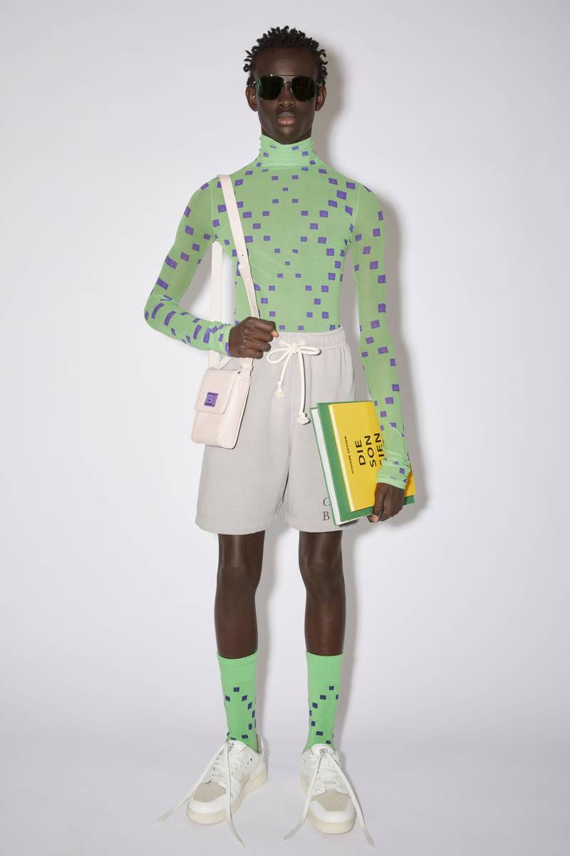 Mini crossbody Face bag - Light beige/purple 3