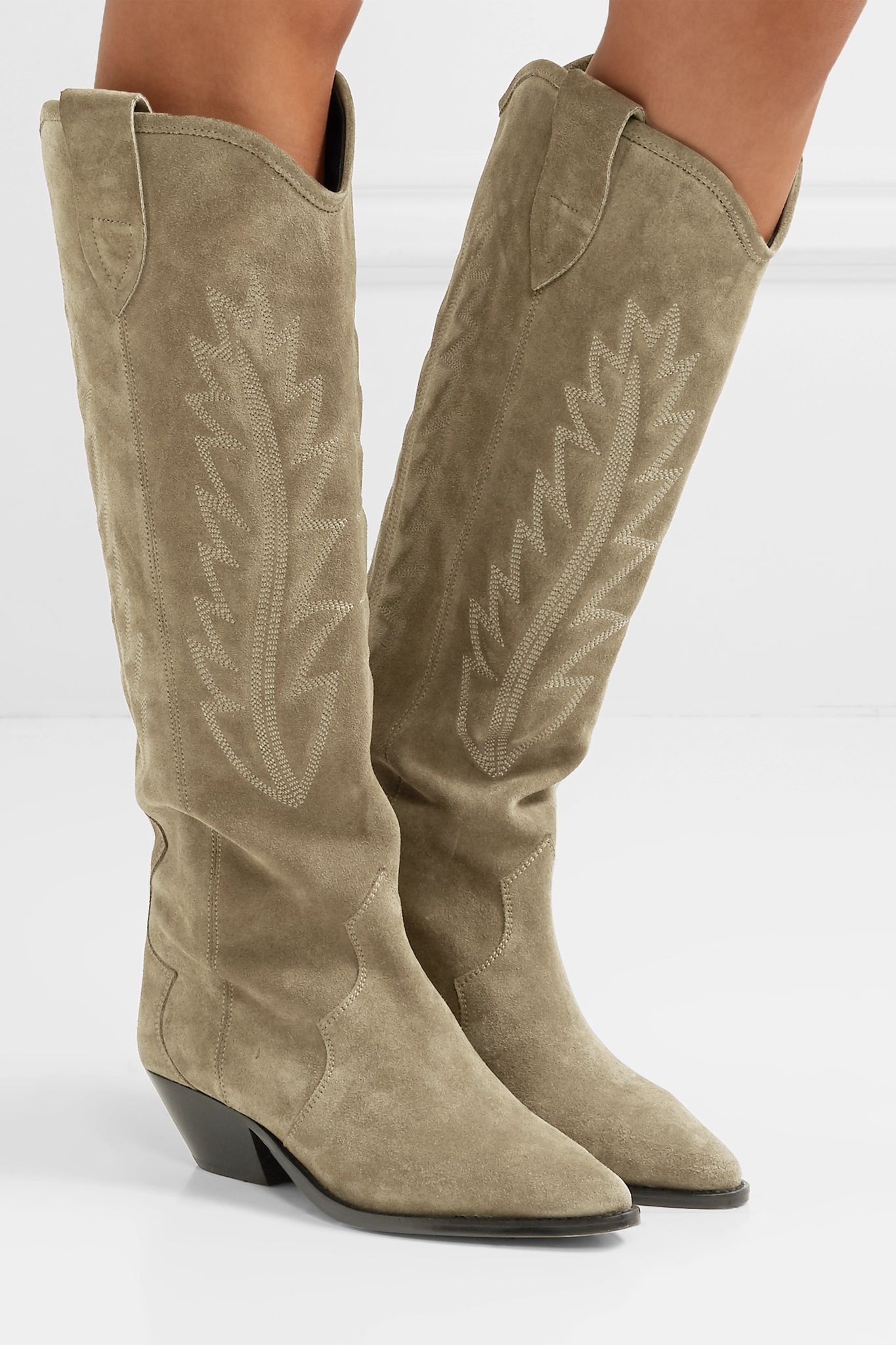 Denzy embroidered suede knee boots - 2