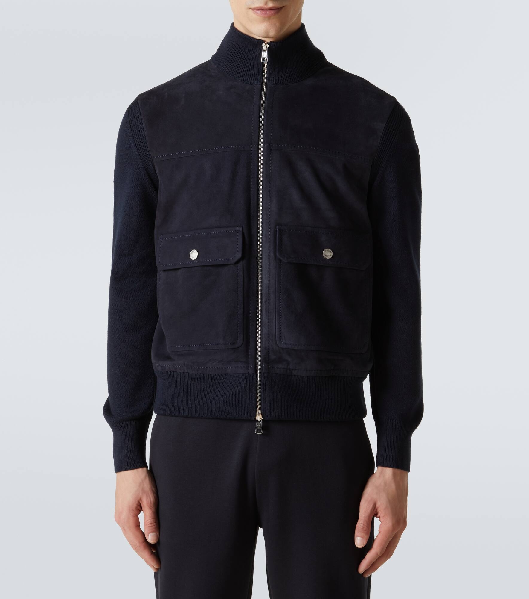 Suede-trimmed wool and cotton jacket - 3