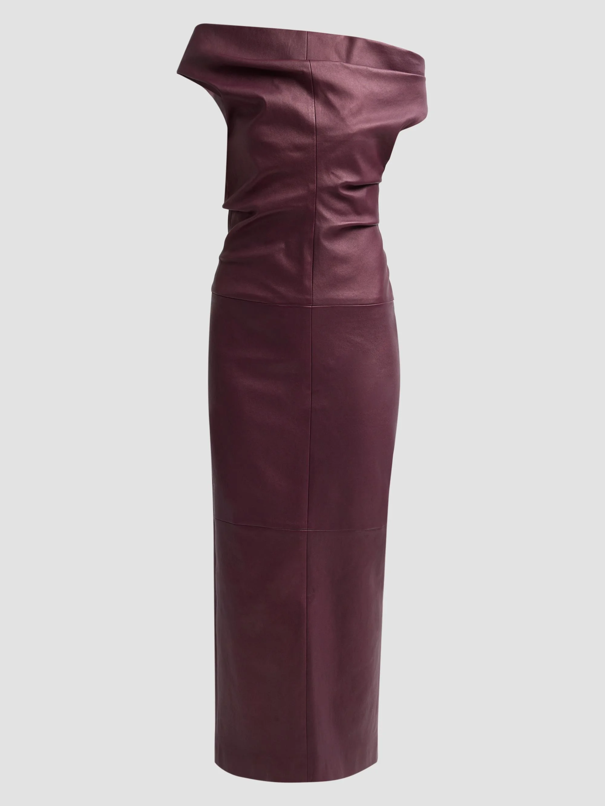 Women's Vessia Leather Midi Dress - Fig - 1