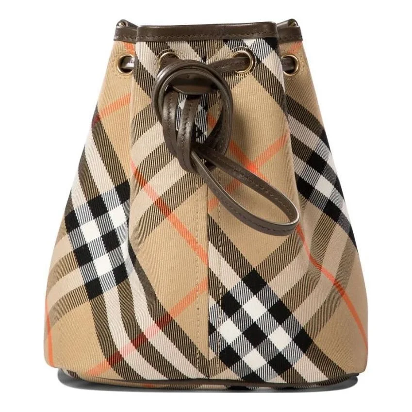 (WMNS) Burberry 25 Checked Drawstring Bucket Bag 'Beige' 8093804 - 1
