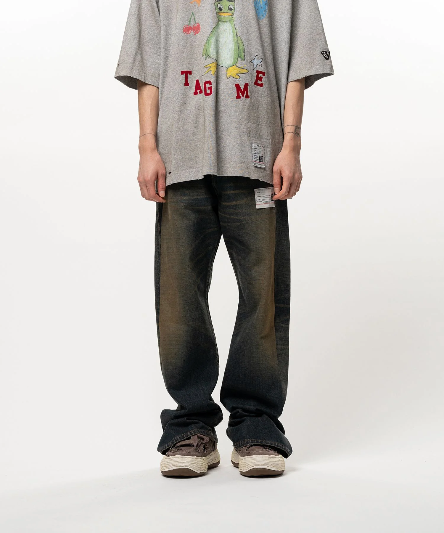 Folded Denim Pants - 1