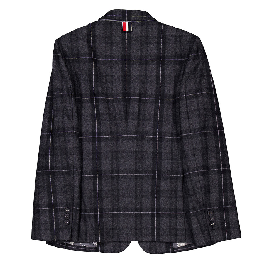Thom Browne Ladies Charcoal Checked Single-Breasted Blazer - 7