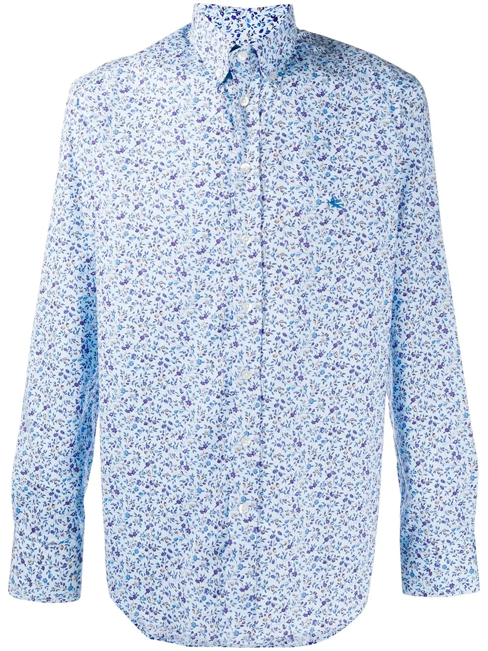 floral print long-sleeved shirt - 1