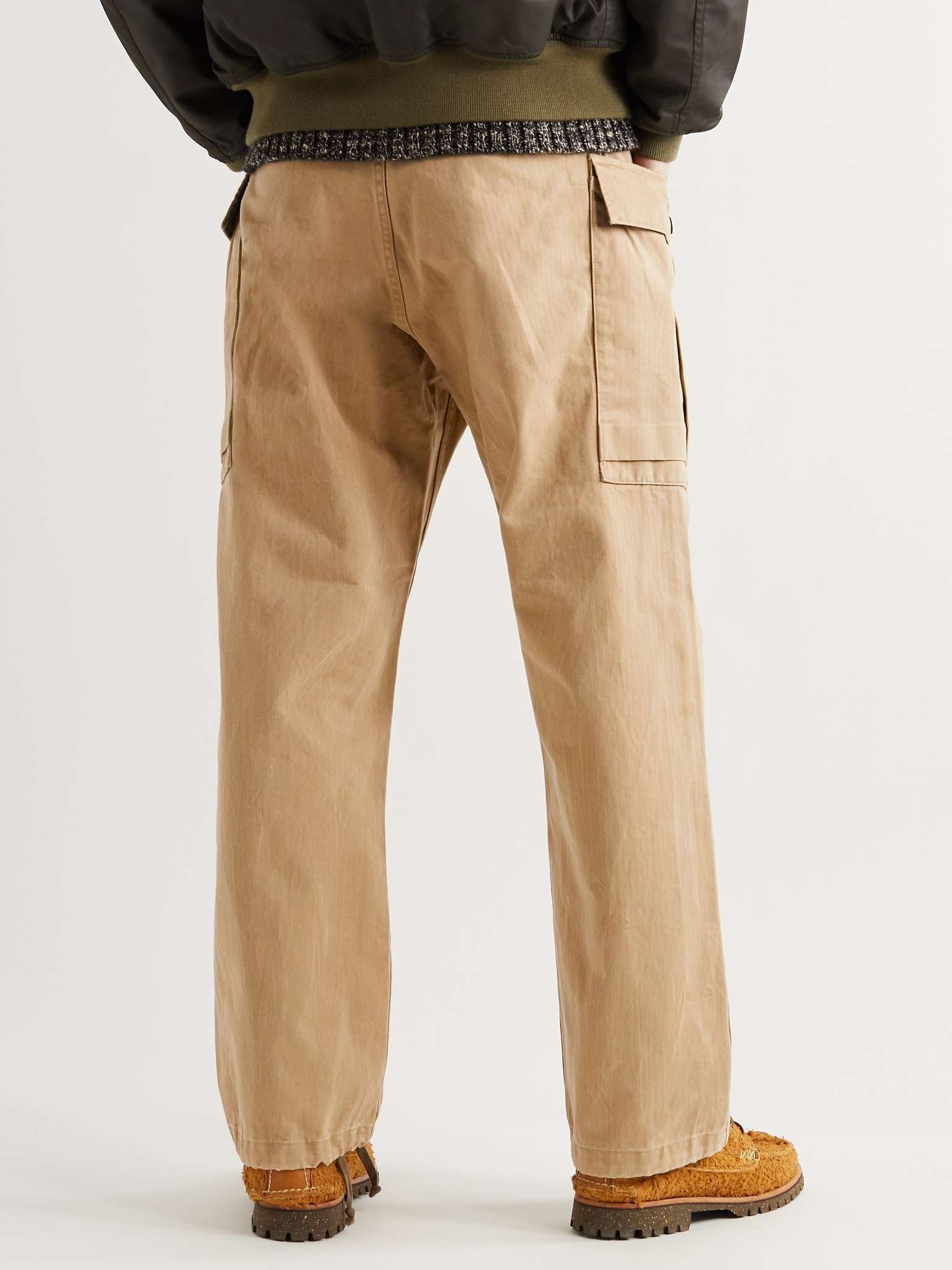 Campbell Herringbone Cotton Drawstring Cargo Trousers - 4