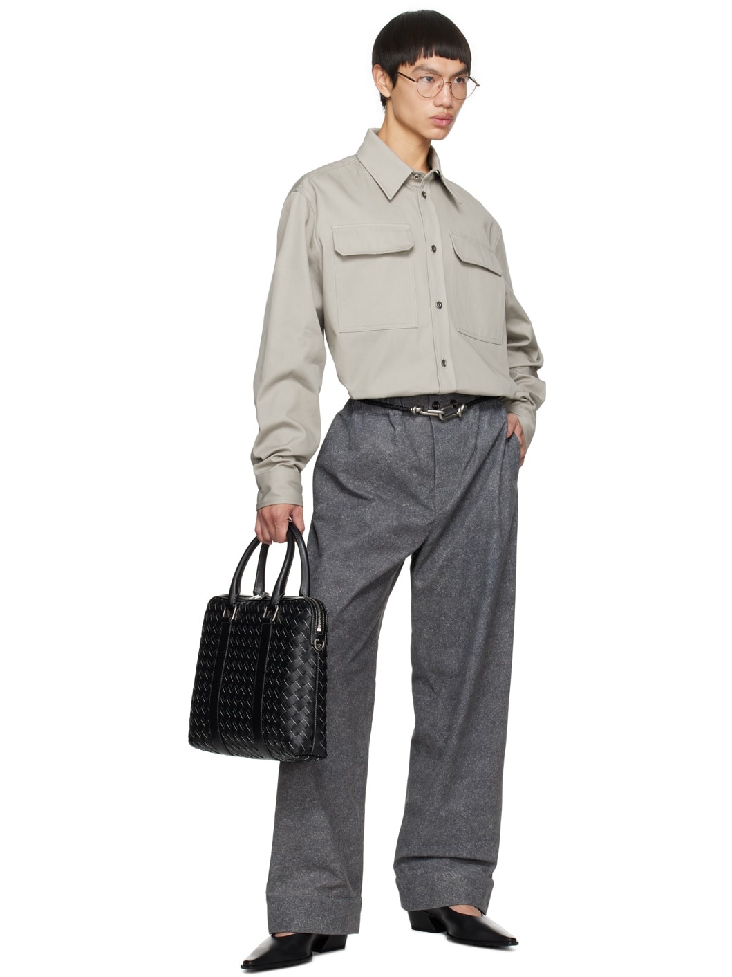 Black Medium Classic Intrecciato Briefcase - 4
