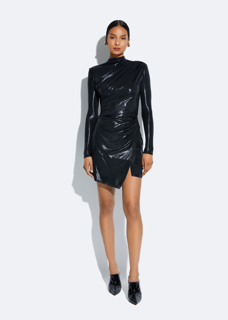 LAPOINTE Coated Jersey Draped Mini Dress outlook