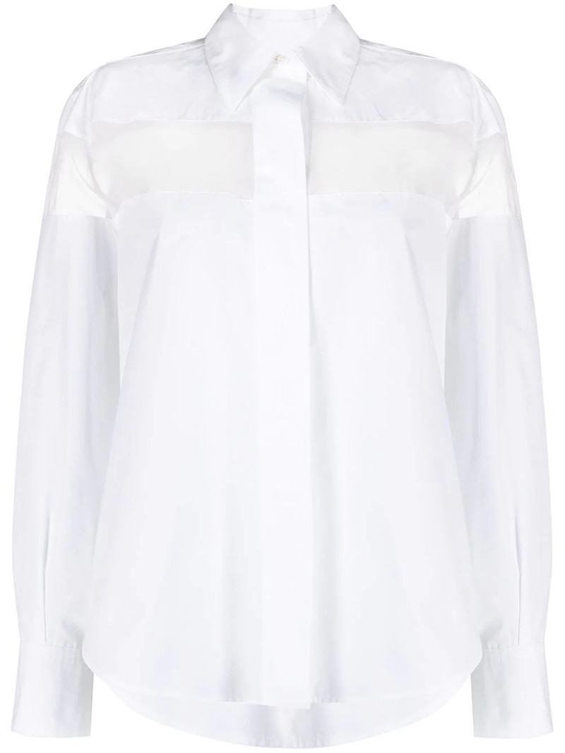 sheer-panel long-sleeve shirt 1