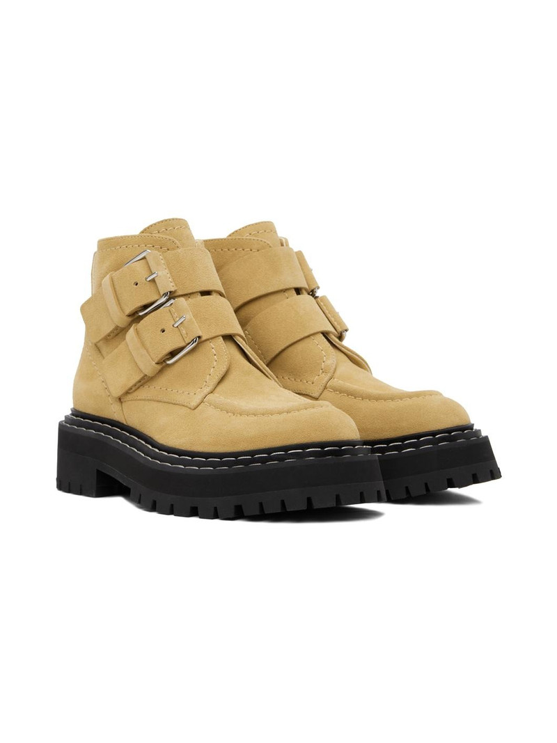Beige Lug Sole Buckle Boots 4